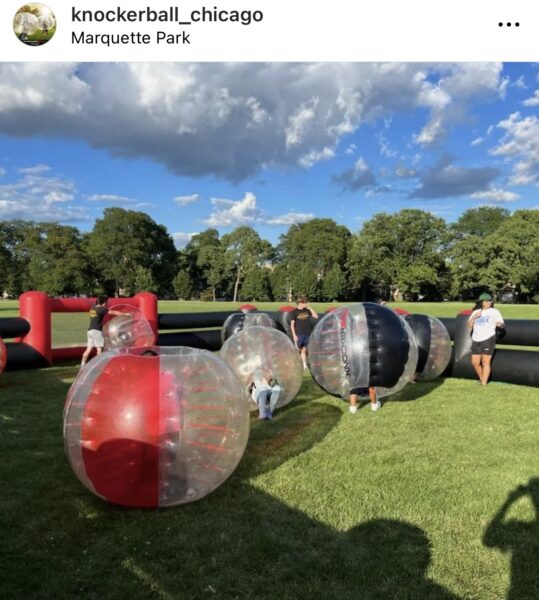 The inflatable field is a perfect add on for any of our Knockerball Chicago events.